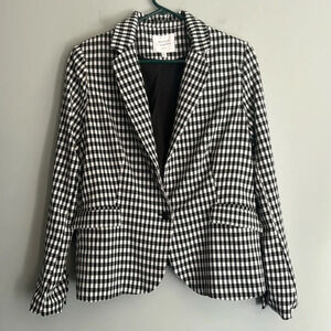 Anthropologie Black and White Checkered Blazer